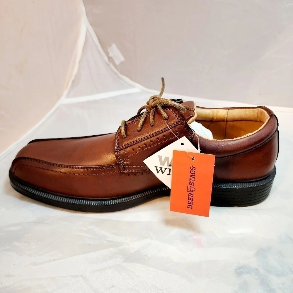 NWT Deer Stags Williamsburg Vega Men's 9.5 Dress Shoes Dark Maple Brown New